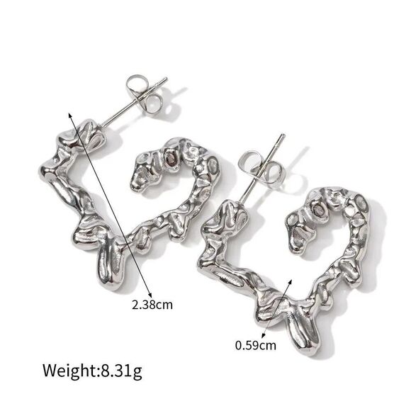 Silver Textured Hoop Earrings- NEW - Picture 3 of 3